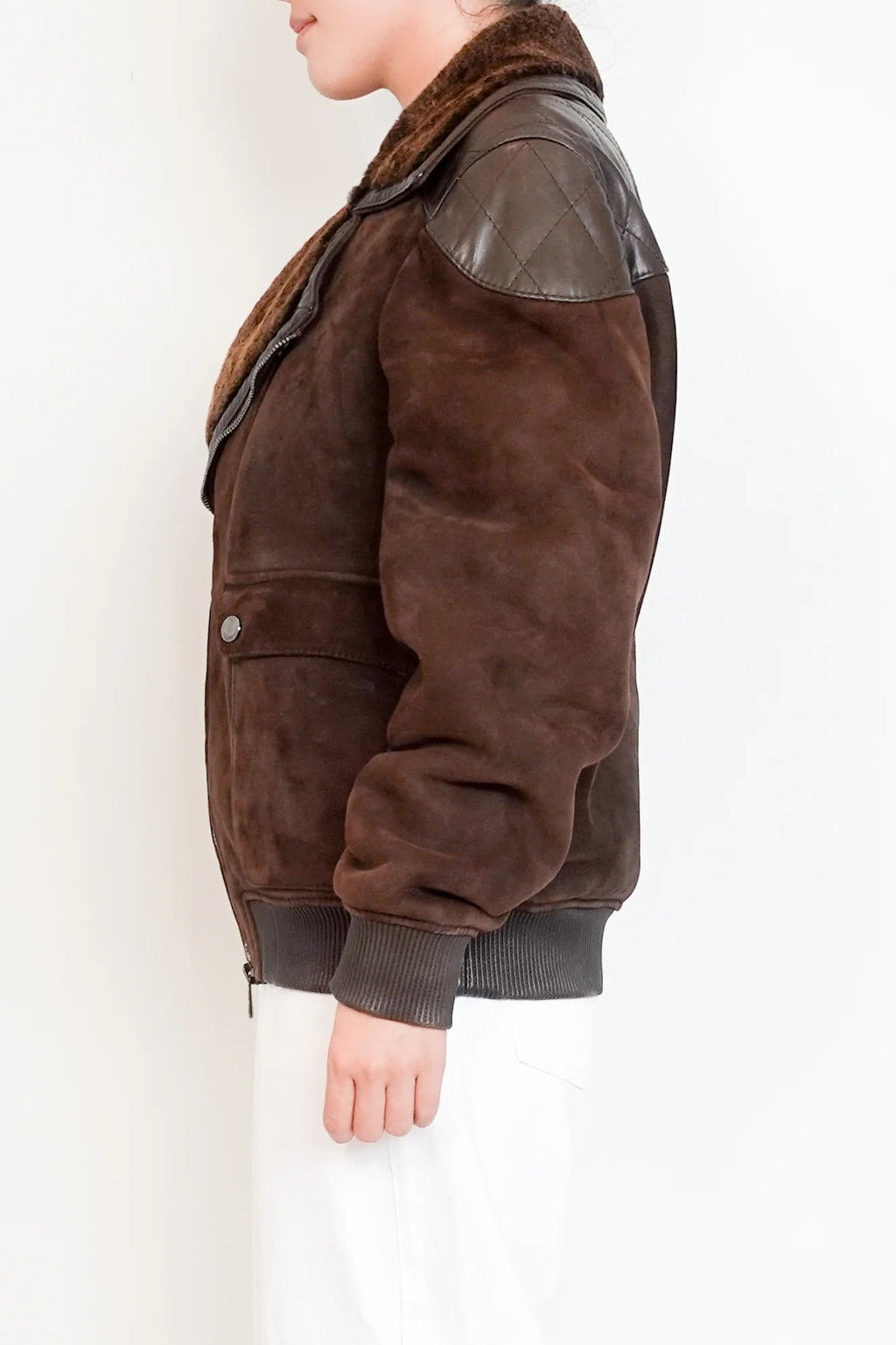 Women's Vintage Brown Suede Lambskin Bomber Jacket
