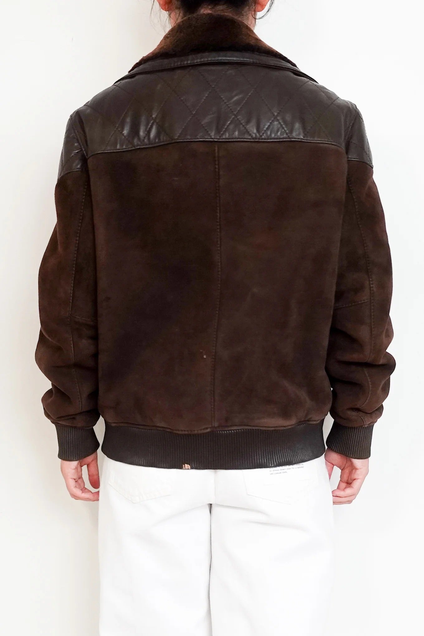 Women's Vintage Brown Suede Lambskin Bomber Jacket